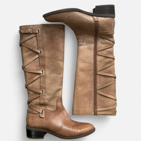 BCBG Generation Soft Leather Brown Janiss Knee High Riding Boots Size 7.5 - Picture 2 of 5